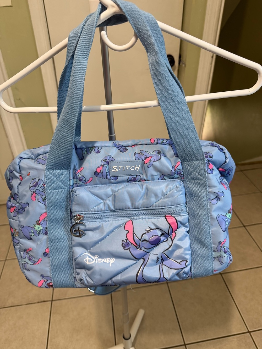 Disney Light Blue Stitch Quilted Character Tote